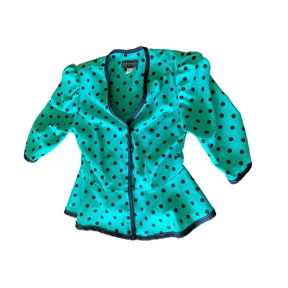 VTG Just In Thyme Women’s Petite 16 Polka Dot Retro Blazer (10/M) - Picture 6 of 13